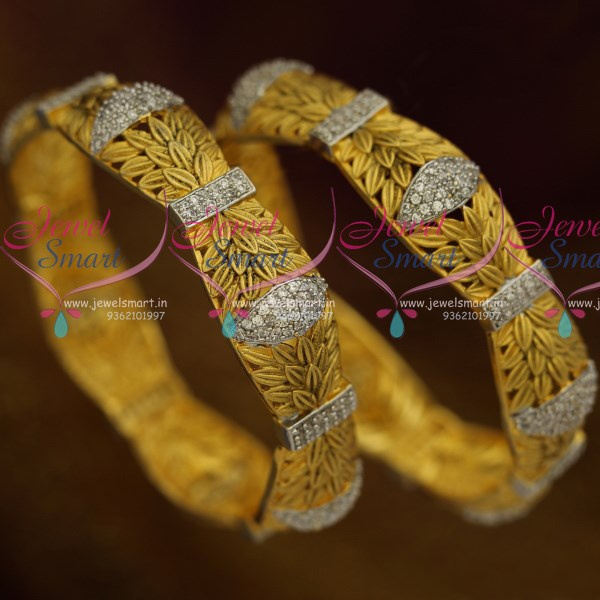 B9094 Antique Matte Gold Plated Stylish Broad Gold Finish Bangles