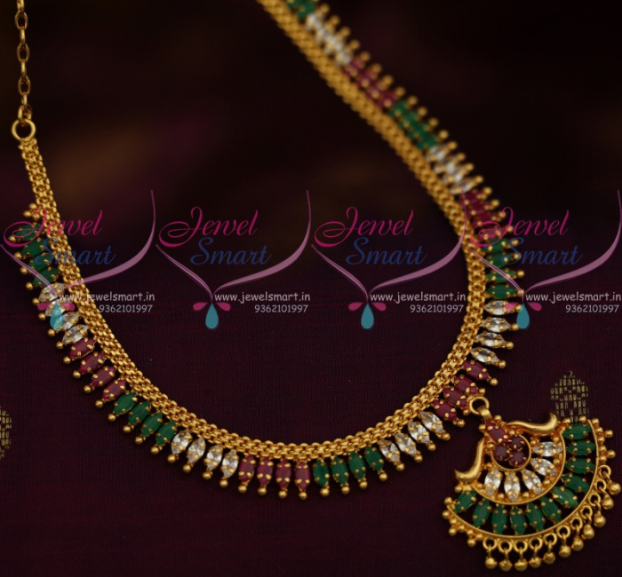 NL11005 Multi Colour AD Fashion Jewellery Low Price Simple Design Marquise South Indian Handmade Design JewelSmart.in