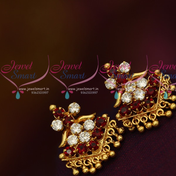 Maroon stone gold earrings sale