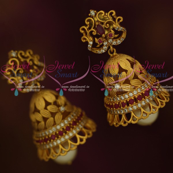 J11957 Floral Design Matte Stylish Ruby AD Designer Jewellery