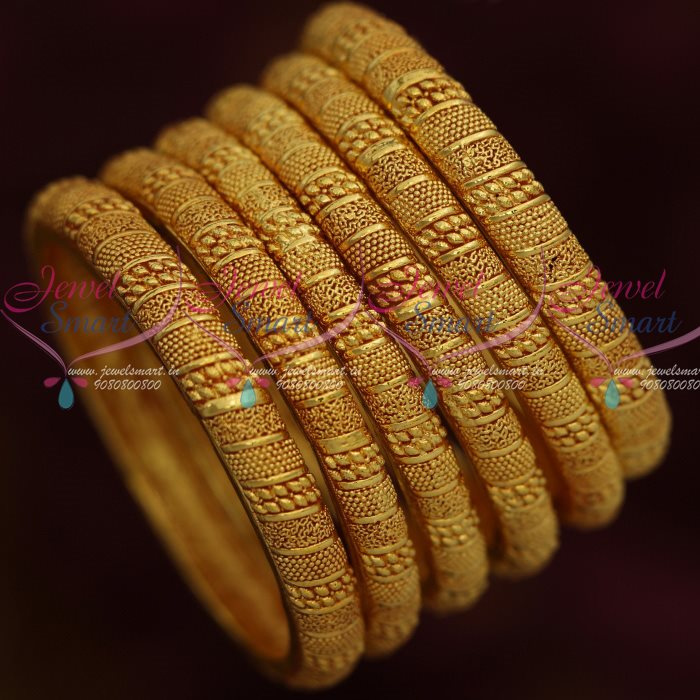 B13007 One Gram Gold Fashion Jewellery 6 Pcs Bangles Set Forming