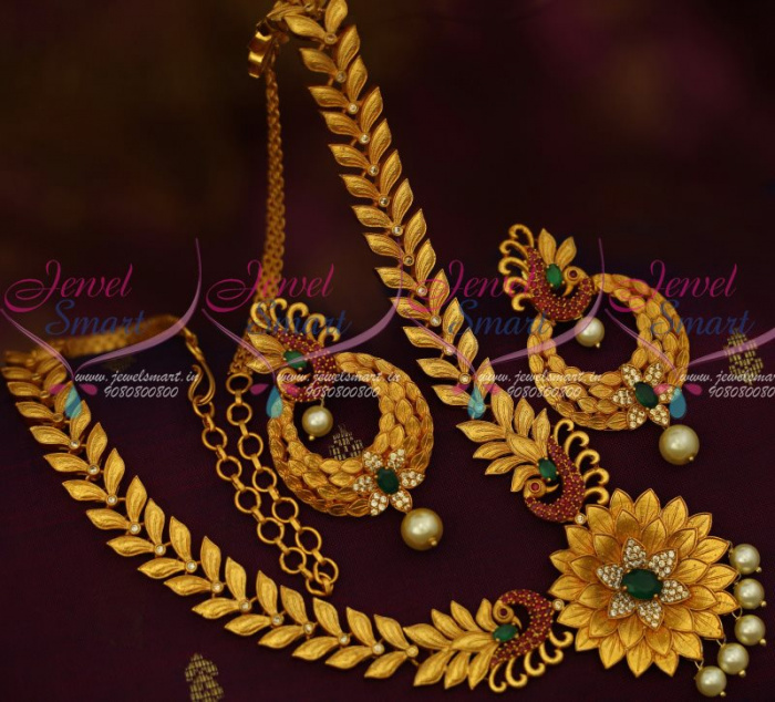 NL12912M Stylish Peacock Multi Colour Fashion Jewelry Latest Matte Gold Imitation Designs Shop Online