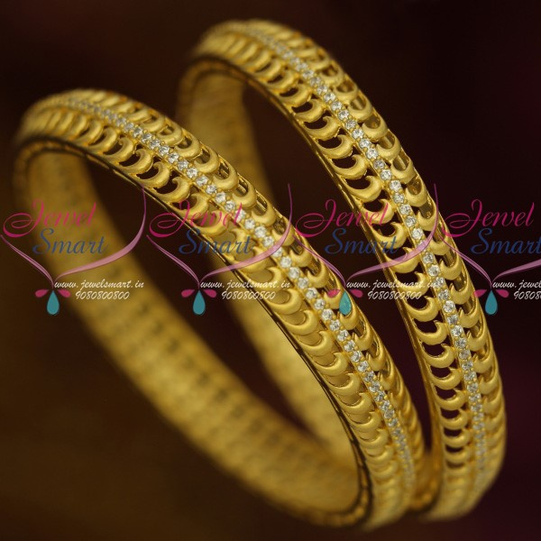 B13650 Matte Light Gold Finish AD Single Line Stone Stylish Design