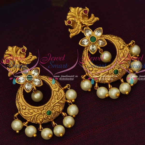 ER15040 Latest Low Price Chand Bali Matte Gold Finish Imitation Jewelry ...