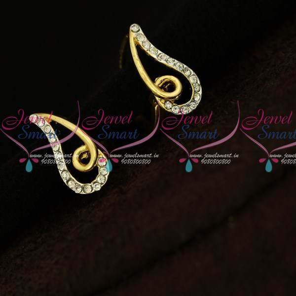 Small white sales stone earrings gold