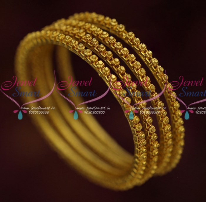 B15998 Handmade Ghajiri Bangle 4 Pcs Set Traditional Gold Design ...