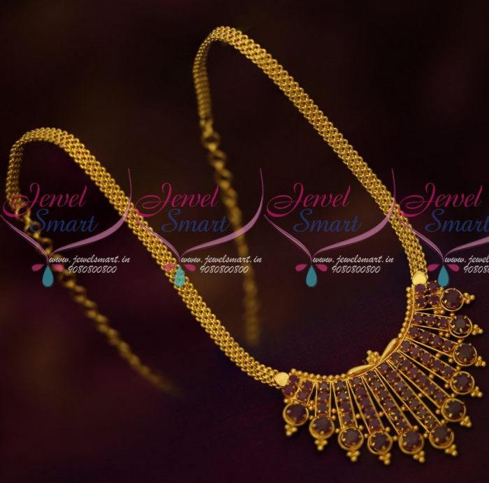 NL16284 Traditional Indian Jewellery Design Flat Chain AD Pendant