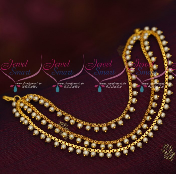 EC16701 3 Layer Pearl Chain ChampaSwaralu Ear Mattal Bahubaali Style Jewellery Shop Online JewelSmart.in