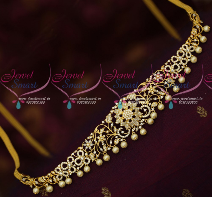 H18049 AD Stones Flexible Chain Vaddanam Latest Bridal Jewellery Designs Online JewelSmart.in