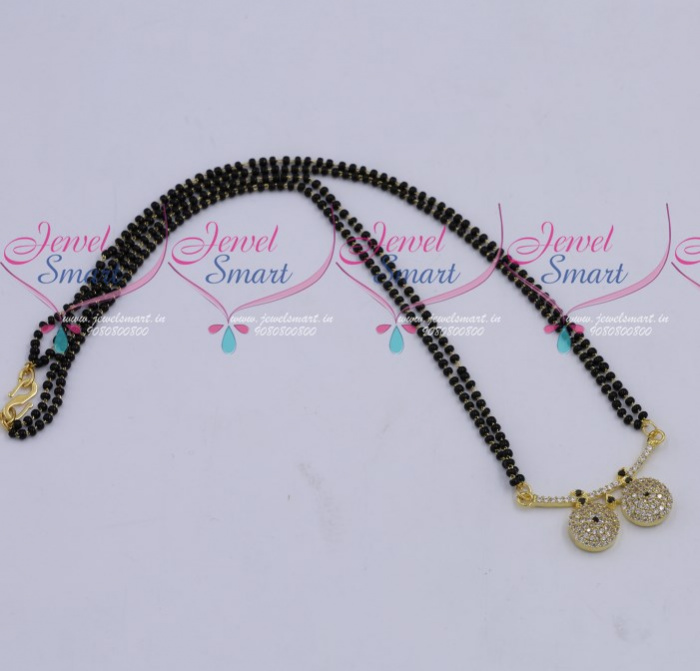 MS18270 Black Beads Mala 2 Strand AD Mangalsutra Traditional