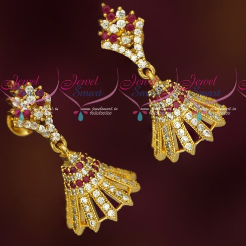 Latest Small AD Jhumka earrings gold Designs | American diamond Jhumka –  Indian Designs