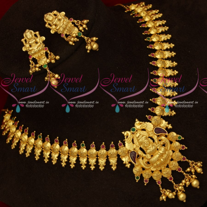 NL18965 One Gram Gold Temple Jewellery Necklace Latest Design Screw 