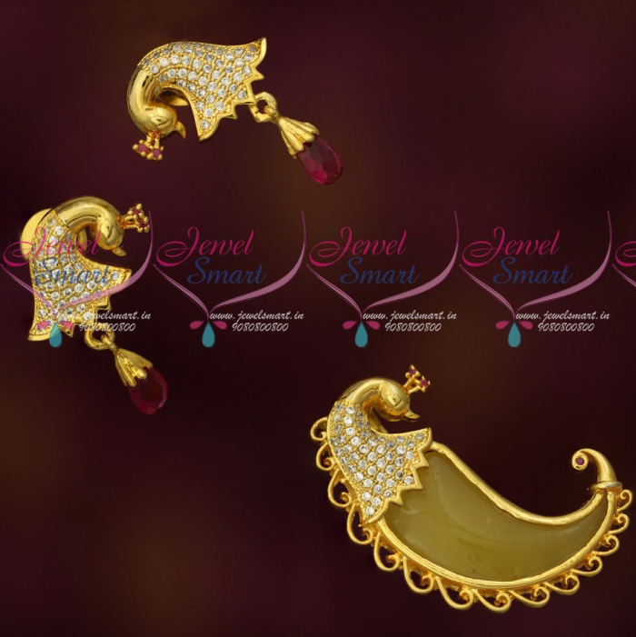 PS18687 Gold Plated Tiger Nail Design Traditional Pendant Earrings