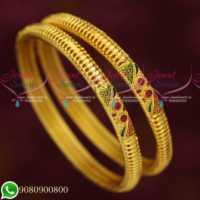 B19321 Daily Wear Trendy Gold Covering South Indian Jewellery Bangles ...