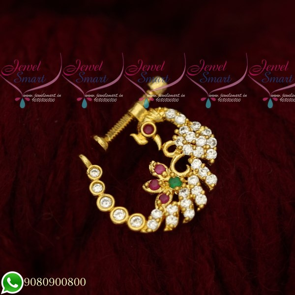 N19506 Nath Designs AD Nose Pins Non Piercing Screw Multi Color