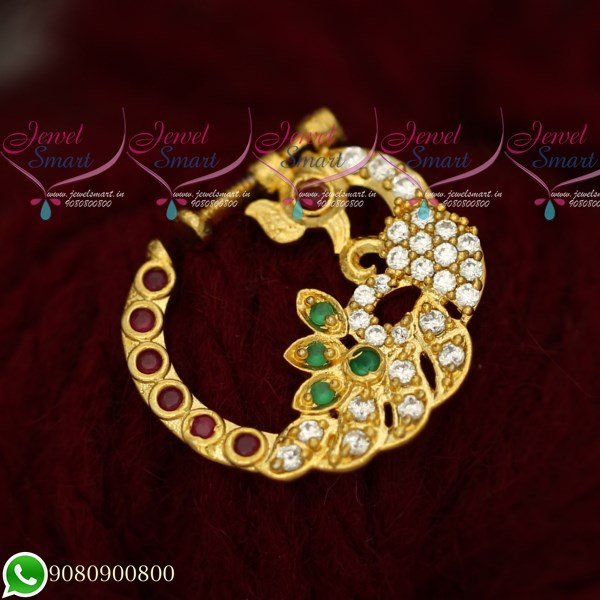 Peacock nose pin gold deals