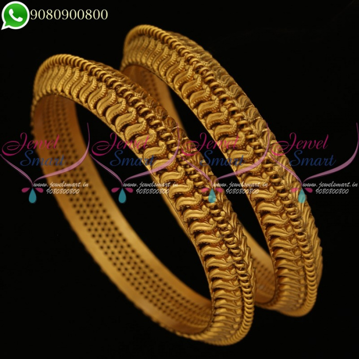 Antique Bangles Plain Matte Finish Gold Tone Simple Design Online ...