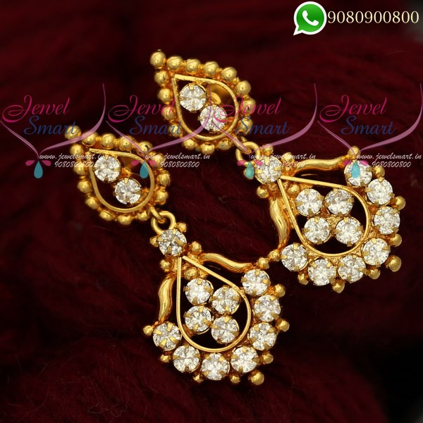 Traditional white stone earrings best sale