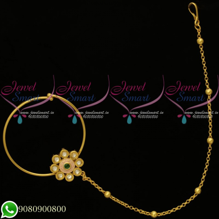 Bridal Nose Ring Designs In Gold / Round Nath freeshipping - Vijay & Sons