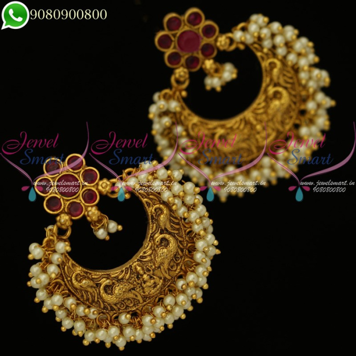 Beautiful Pair Of Earrings Pearl Gemstone On A White Background Luxury  Female Jewelry Indian Traditional Jewellery Bridal Gold Earrings Wedding  Jewellery Stock Photo  Download Image Now  iStock