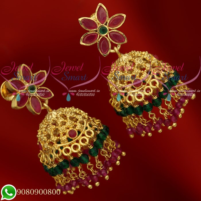 Jhumkas Gold Plated Online Crystal Danglers Real Look Jewellery J20128 JewelSmart.in