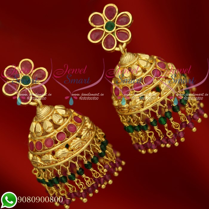 Jhumkas Gold Plated New Design Crystal Jewellery Online J20131 JewelSmart.in