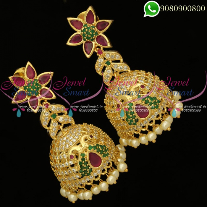 Jhumki Earrings AD Stones Low Price Imitation Jewellery Online