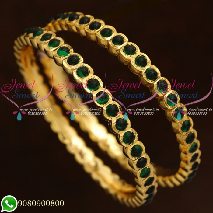 Green stone bangles online new arrivals