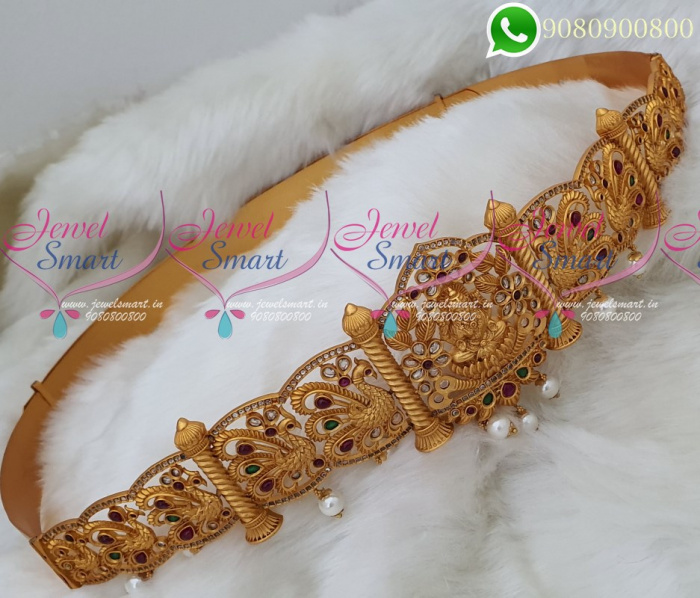 Temple Jewellery Vaddanam Oddiyanam Reddish Matte Bridal Imitation Online H17211K JewelSmart.in