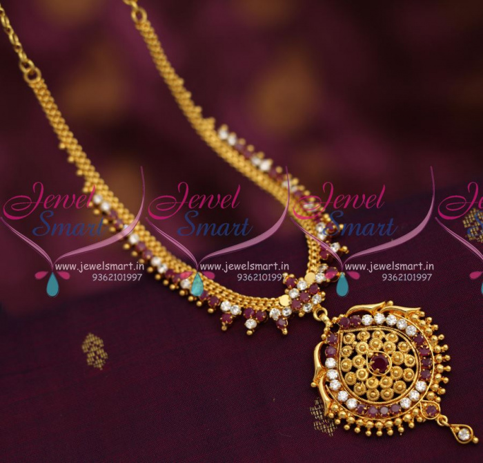 NL6912 Ruby Artificial Necklace Hanging Pendant Spiral Design Buy