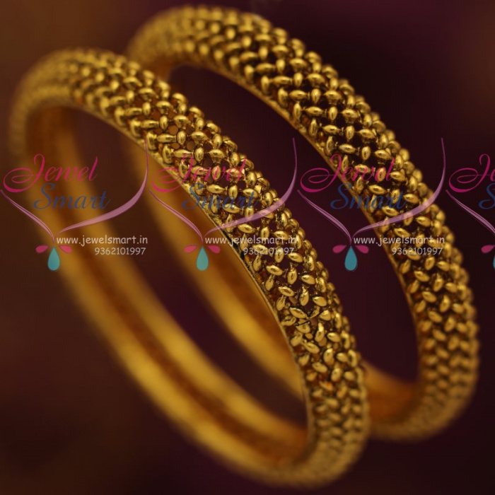 B7311 Brass Metal Antique Gold Plated Screw Open Fancy Kada Bangles Buy Online JewelSmart.in