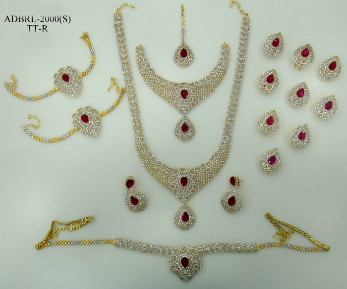 ADBRL2000TTR American Diamond Grand Full Bridal Jewellery Set Buy