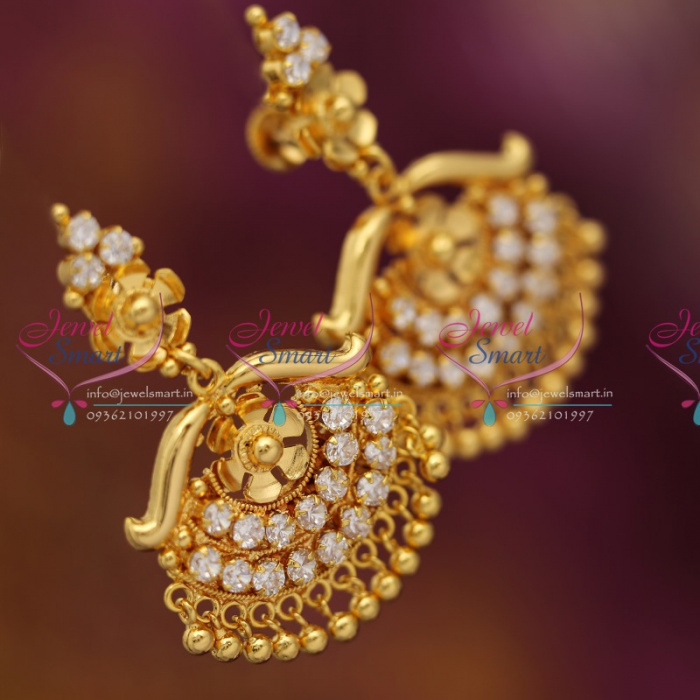 Gold Finished AD Earrings By PTJ – Punjabi Traditional Jewellery