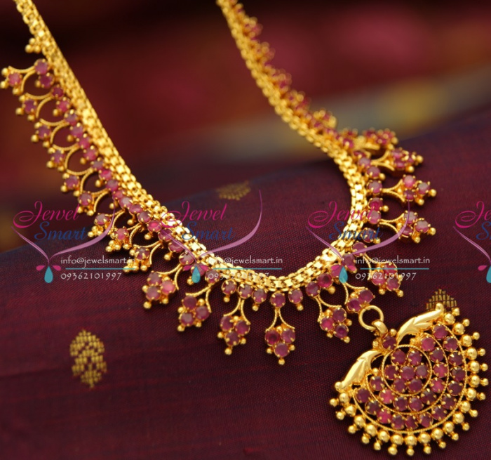 NL0729 Ruby Emerald Gold Design Imitation Jewellery Necklace Set Buy Online JewelSmart.in