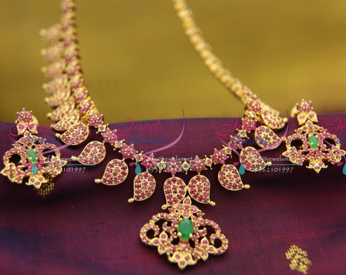 Ruby emerald mango necklace online