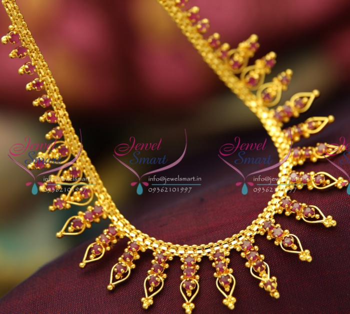 NL3757 Fancy Gold Design Ruby Short Necklace Fashion Jewellery Online JewelSmart.in