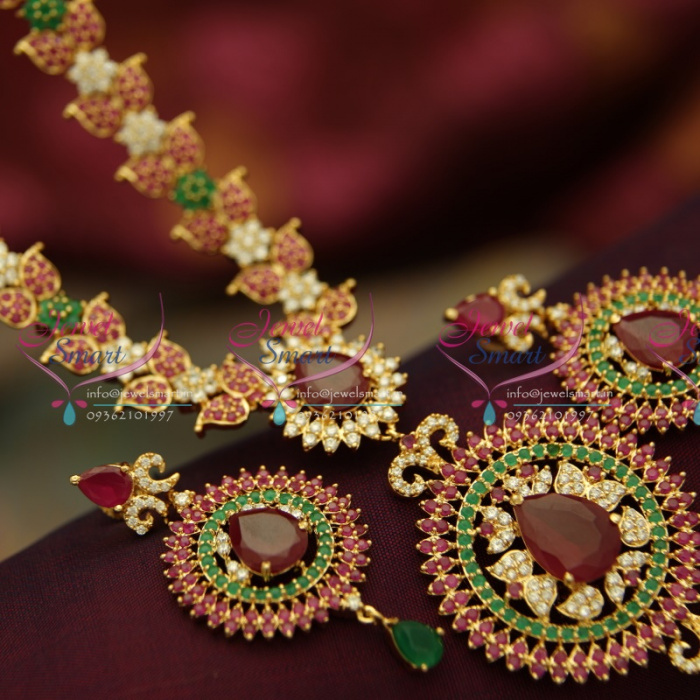 Ruby emerald mango clearance necklace