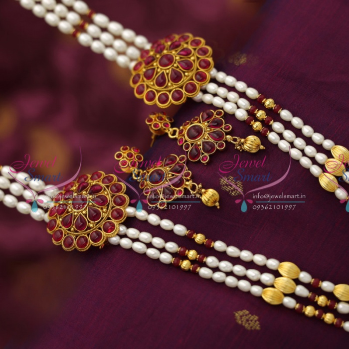 NL6259 Multi Strand Fresh Water Pearl Beaded Jewellery Kemp Side Pendant Online JewelSmart.in