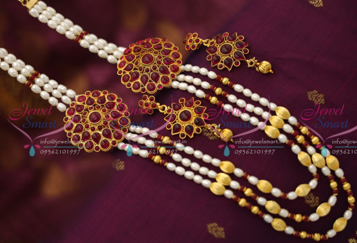 NL6260 Multi Strand Fresh Water Pearl Beaded Jewellery Kemp Side Pendant Online JewelSmart.in
