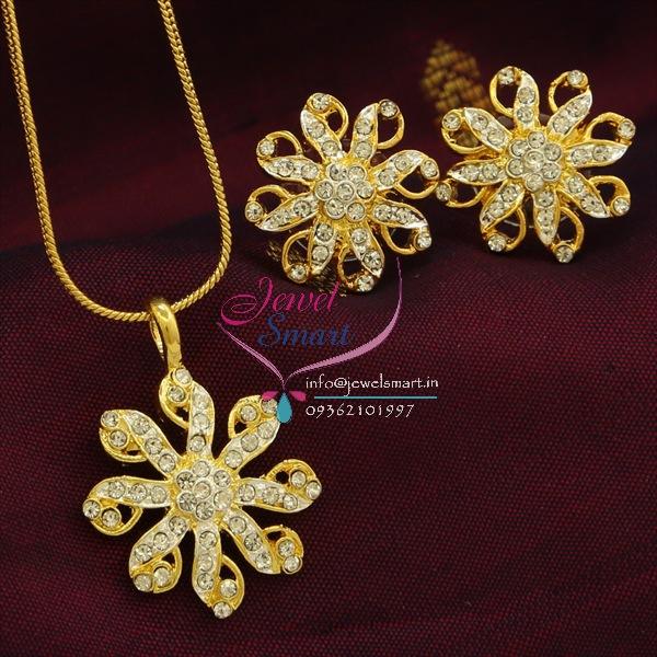 PE8271 Delicate Two Tone Gold Design Pendant Earrings Fancy Chain Set ...