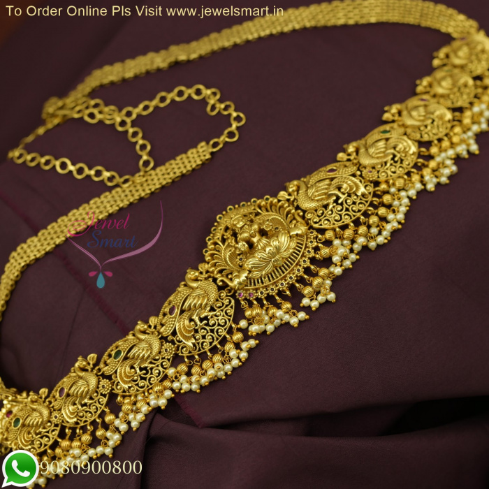 Exquisite Temple Chain Vaddanam Designs Antique Gold Bridal Jewelry H26365
