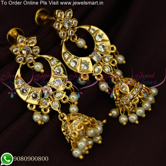 Antique Gold Peacock Chandbali Earrings