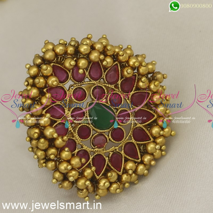 Buy Adwitiya Women 24Ct Gold-Plated Stone-Studded Pearl-Beaded Handcrafted Finger  Ring online