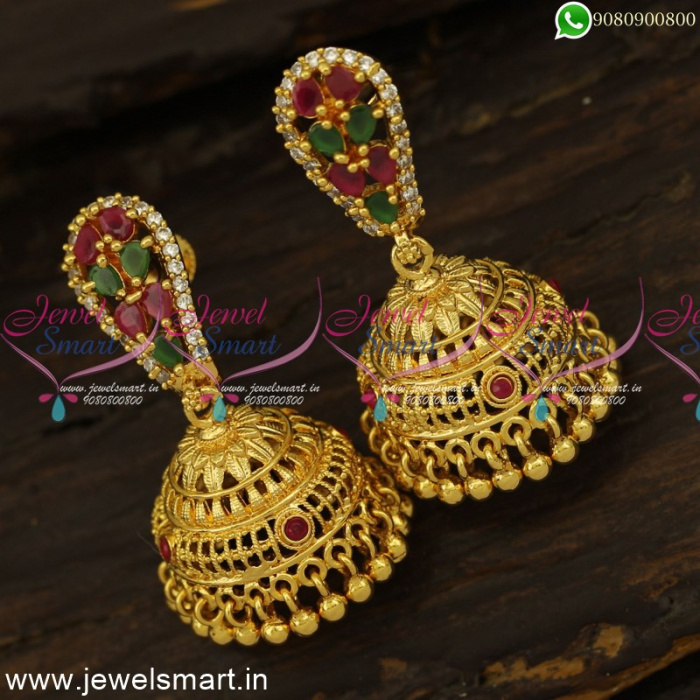 One Gram Gold Finish Earrings  South India Jewels