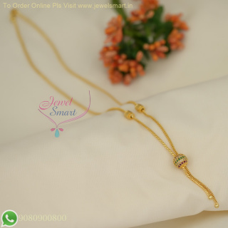 18 Inches Thin Thali Kodi Chain with Stone Ball Pendant – Fancy Design for Regular Wear C26963