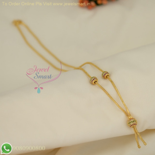 18 Inches Thin Thali Kodi Chain with Stone Ball Pendant – Fancy Design for Regular Wear C26963
