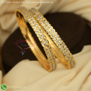 2 Line Panchaloha Gold Plated AD Stone Bangles – Exact Gold Replica, Fully Closed Back B27137
