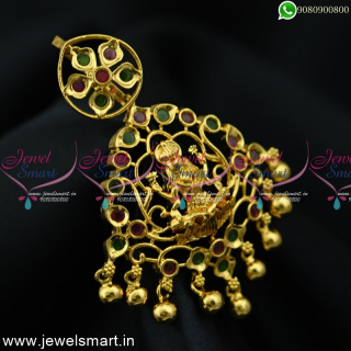 2 Step Temple Pendant Gold Plated Bead Drops Hair Choti Jada Billa P25001