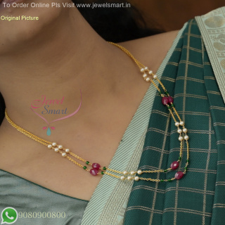 20-Inch Double-Line Delicate Beads Chain with Pearls & CZ Crystals - Perfect for Parties NL27070