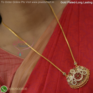 20 Inches Gold Plated Chain with AD Stones Pendant – Real Look, Long Lasting Plating NL27259